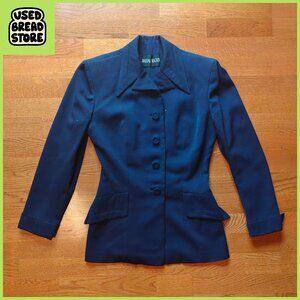 Vintage Joseph Magnin 100% Wool Blazer | Blue | XS | 1940s or 1950s